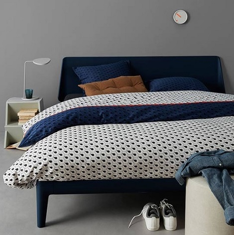 Auping Osaka overtrek satijn,Japans,blauw,wit,off-white,rood,design,Essential bed, donkerblauw